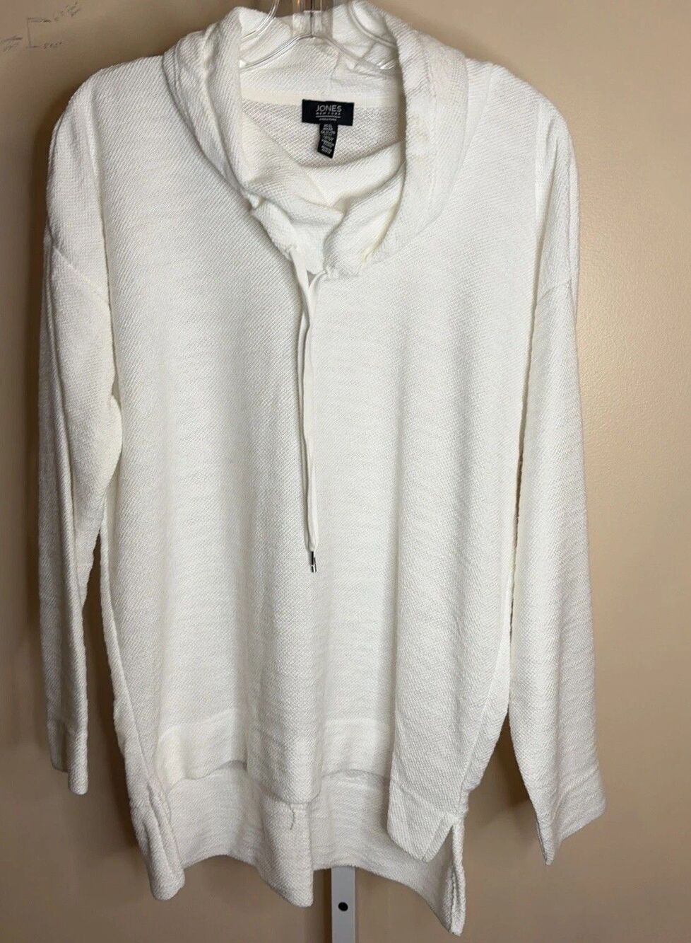 Jones New York Signature White Knit Sweater XL Mock Neck Shirt Lightweight Cool